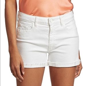 PAIGE | Cuffed Freyed White Jean Shorts